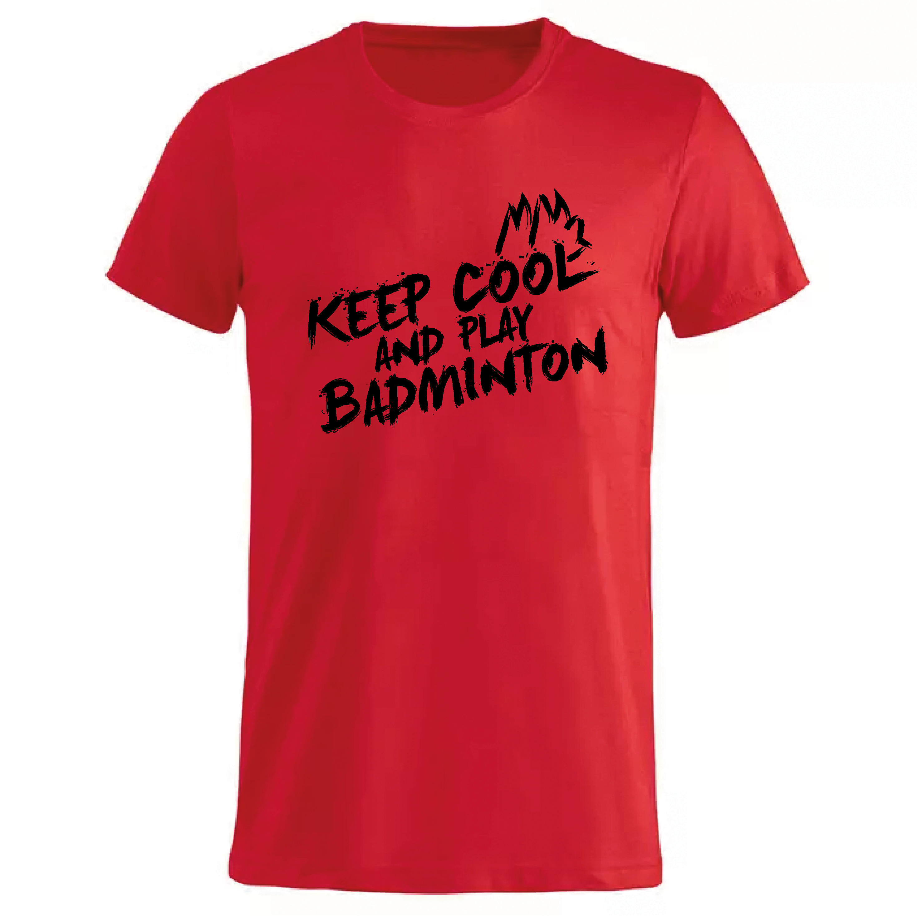 T-shirt med sort tryk “Keep cool play badminton” | Webshop