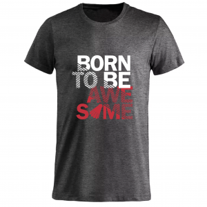 T-shirt med hvidt tryk “Born To Be Awesome”